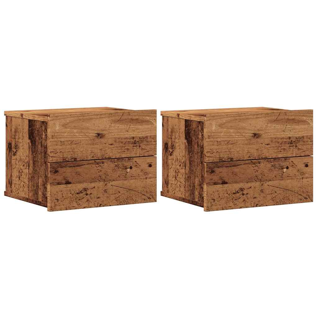 Vidaxl nachtkastjes 2 st wandgemonteerd 40x32x30 cm oud houtkleurig