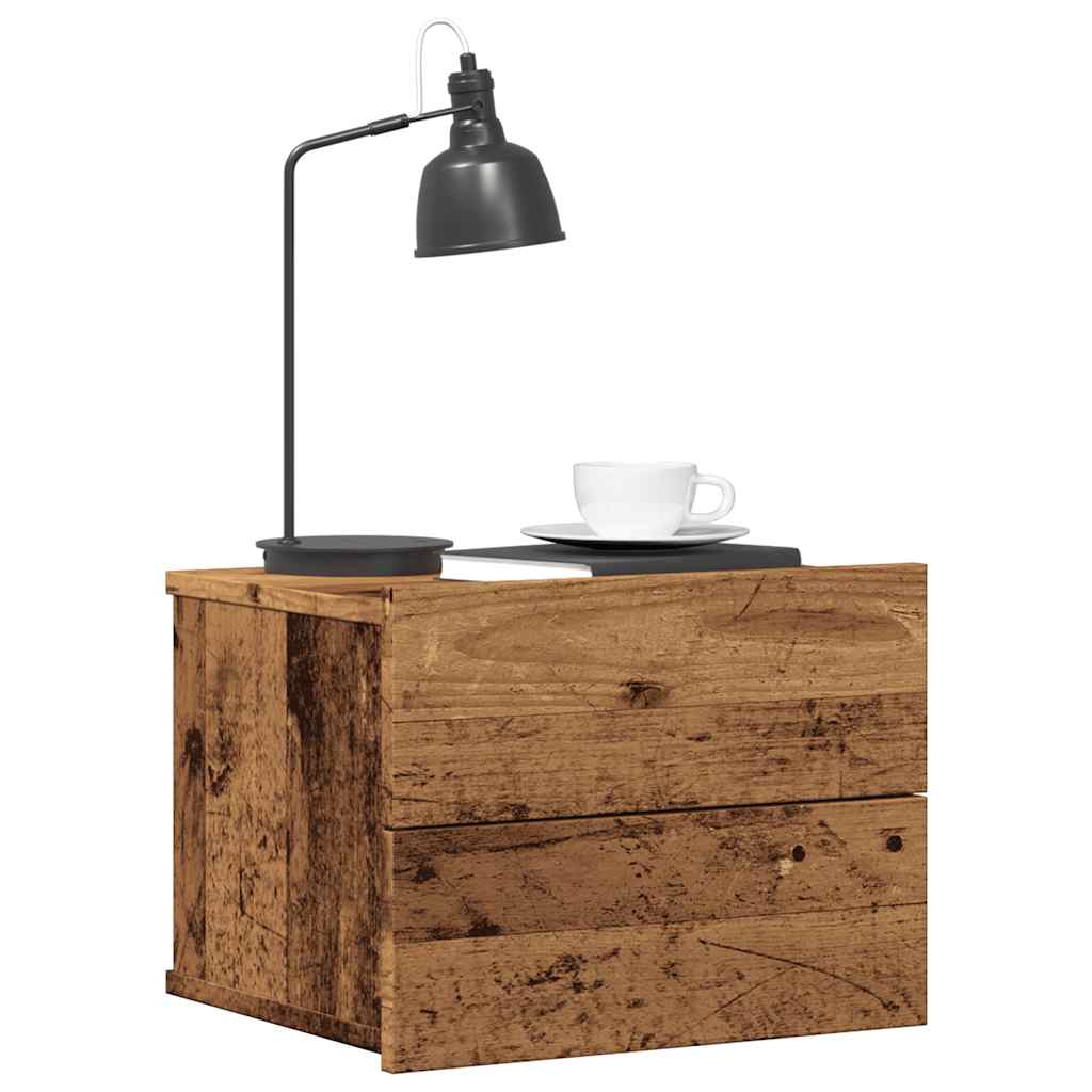 Vidaxl nachtkastjes 2 st wandgemonteerd 40x32x30 cm oud houtkleurig