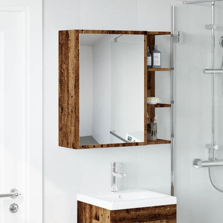 Vidaxl badkamerspiegelkast 62,5x20,5x64cm bewerkt hout oud houtkleurig