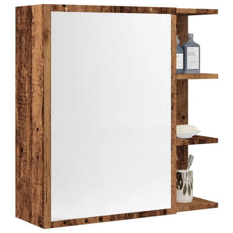 Vidaxl badkamerspiegelkast 62,5x20,5x64cm bewerkt hout oud houtkleurig