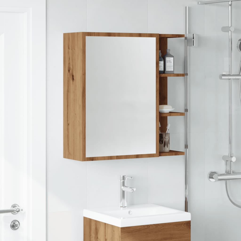 Vidaxl badkamerspiegelkast 62,5x20,5x64 cm bewerkt hout artisan eiken