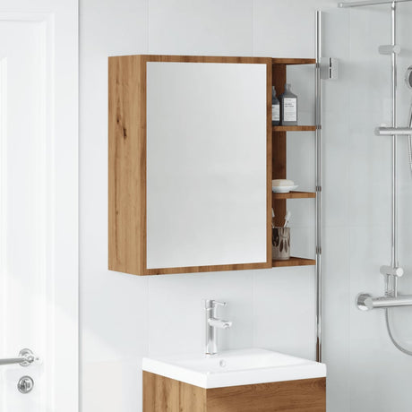 Vidaxl badkamerspiegelkast 62,5x20,5x64 cm bewerkt hout artisan eiken
