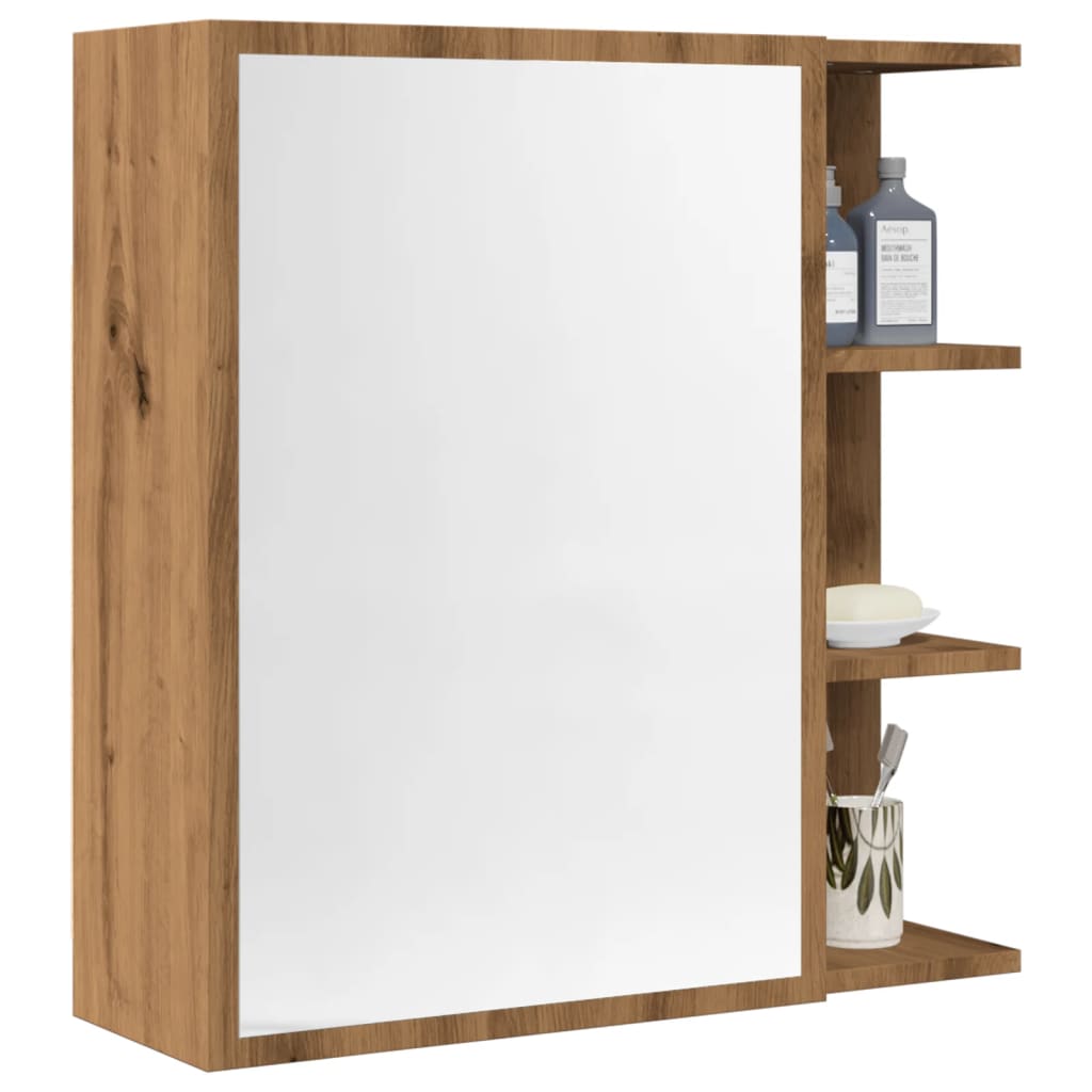 Vidaxl badkamerspiegelkast 62,5x20,5x64 cm bewerkt hout artisan eiken