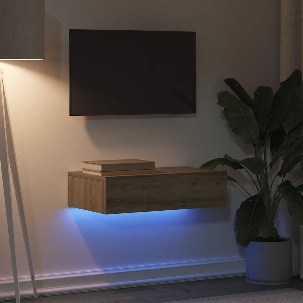 Vidaxl tv-meubel met led 60x35x15,5 cm artisanaal eikenkleur