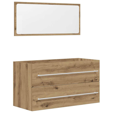 Vidaxl 2-delige badkamermeubelset bewerkt hout artisanaal eikenkleur