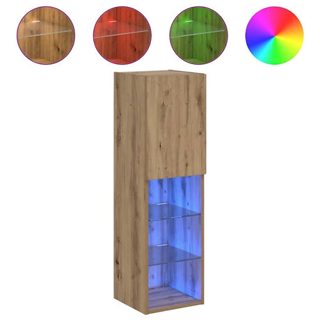 Vidaxl tv-meubels met led's 2 st 30,5x30x102 cm artisanaal eiken