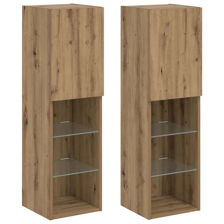 Vidaxl tv-meubels met led's 2 st 30,5x30x102 cm artisanaal eiken