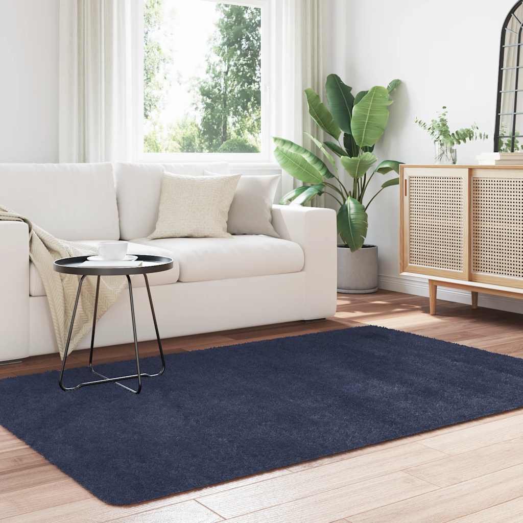 Vidaxl hoogpolig vloerkleed navarra 130x200 cm polyester marineblauw