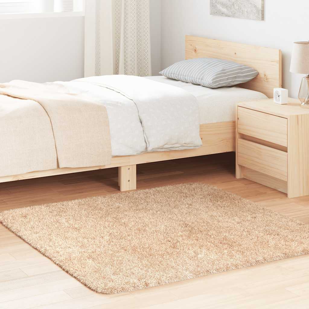 Vidaxl hoogpolig vloerkleed navarra 120x120 cm polyester beige