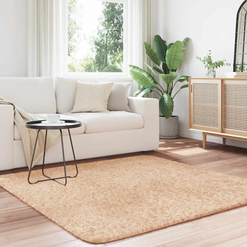 Vidaxl hoogpolig vloerkleed navarra 160x160 cm polyester beige