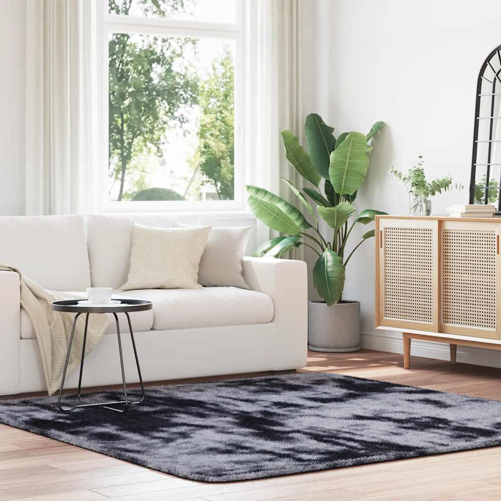 Vidaxl hoogpolig vloerkleed navarra 200x200 cm polyester donkergrijs