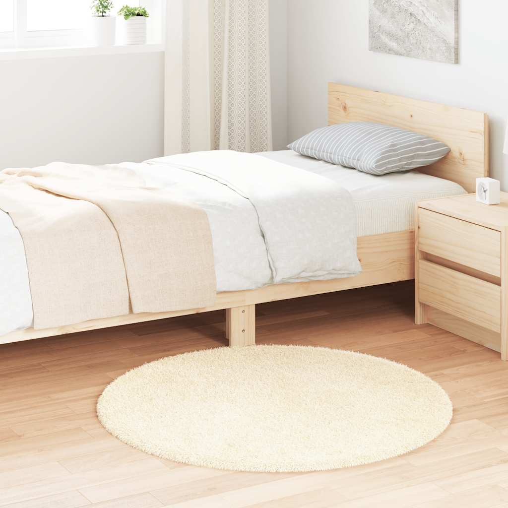 Vidaxl hoogpolig vloerkleed navarra 100x100 cm polyester crèmekleurig