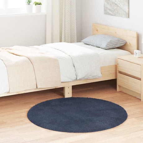 Vidaxl hoogpolig vloerkleed navarra 100x100 cm polyester marineblauw
