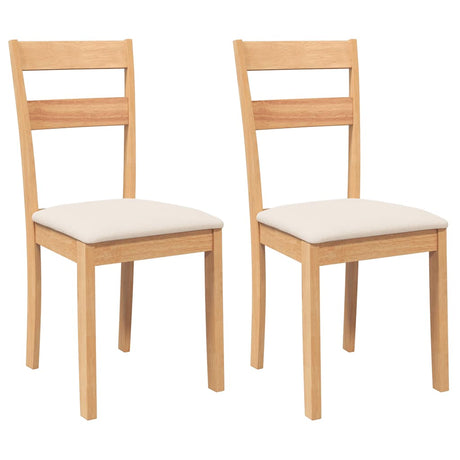 Vidaxl eetkamerstoelen met kussens 2 st massief hout naturel rubber