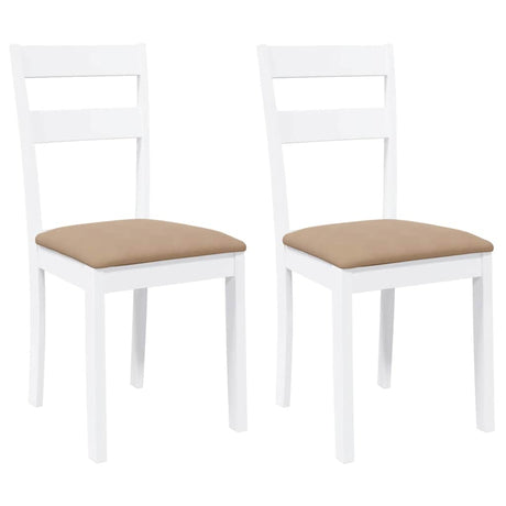 Vidaxl eetkamerstoelen met kussens 2 st massief hout rubber wit