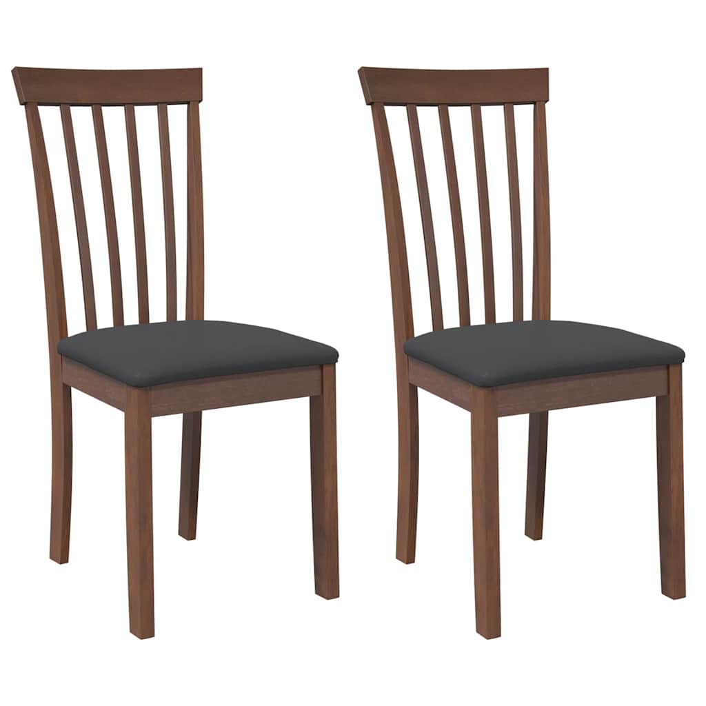 Vidaxl eetkamerstoelen met kussens 2 st massief hout rubber bruin