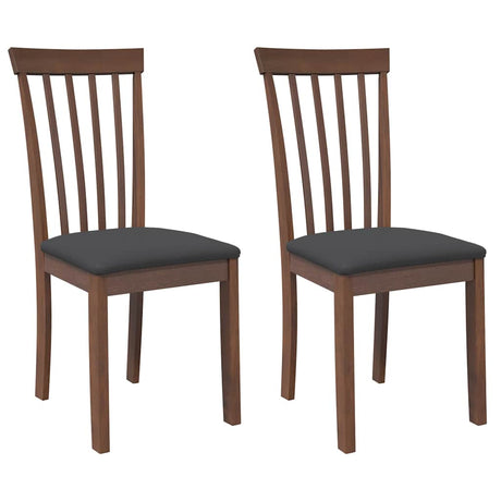 Vidaxl eetkamerstoelen met kussens 2 st massief hout rubber bruin