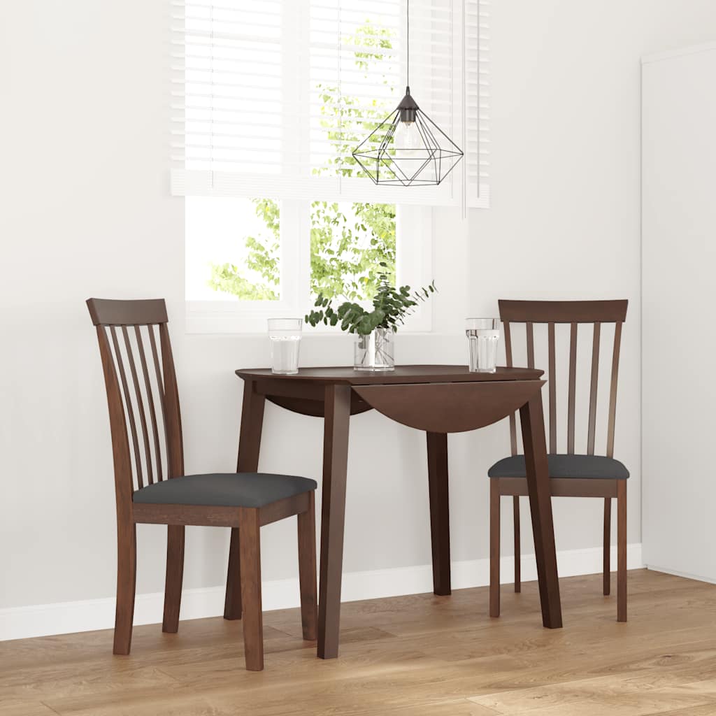 Vidaxl eetkamerstoelen met kussens 2 st massief hout rubber bruin
