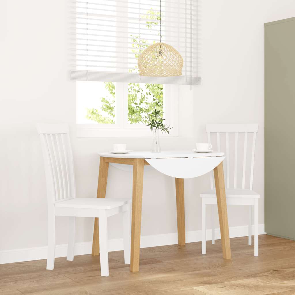 Vidaxl eetkamerstoelen 2 st massief hout rubber wit