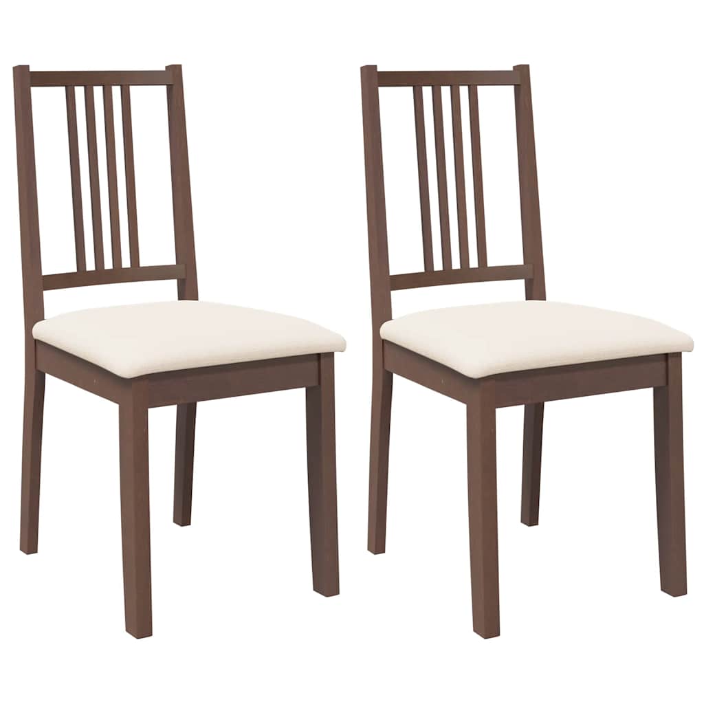 Vidaxl eetkamerstoelen met kussens 2 st massief hout rubber bruin