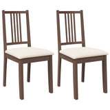 Vidaxl eetkamerstoelen met kussens 2 st massief hout rubber bruin