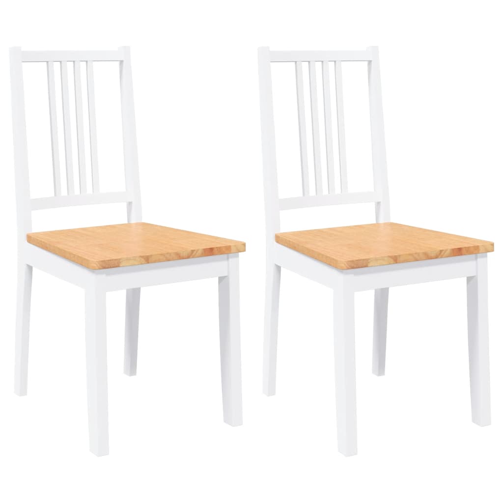Vidaxl eetkamerstoelen 2 st massief hout rubber wit