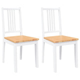Vidaxl eetkamerstoelen 2 st massief hout rubber wit