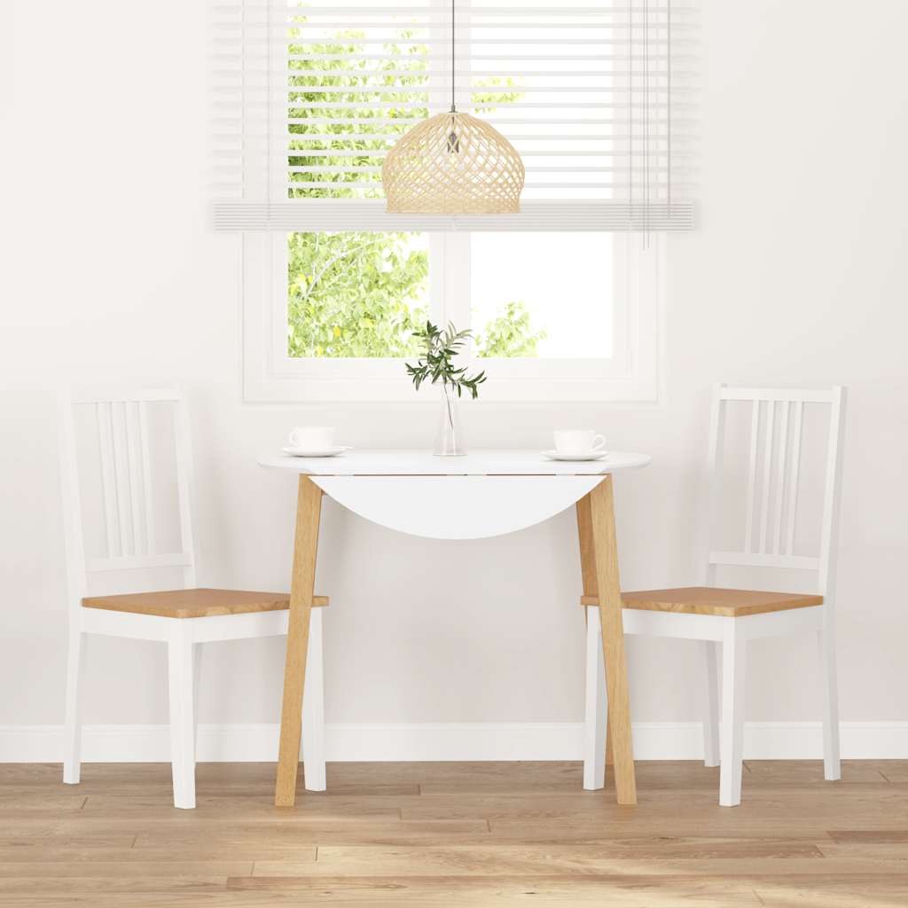 Vidaxl eetkamerstoelen 2 st massief hout rubber wit