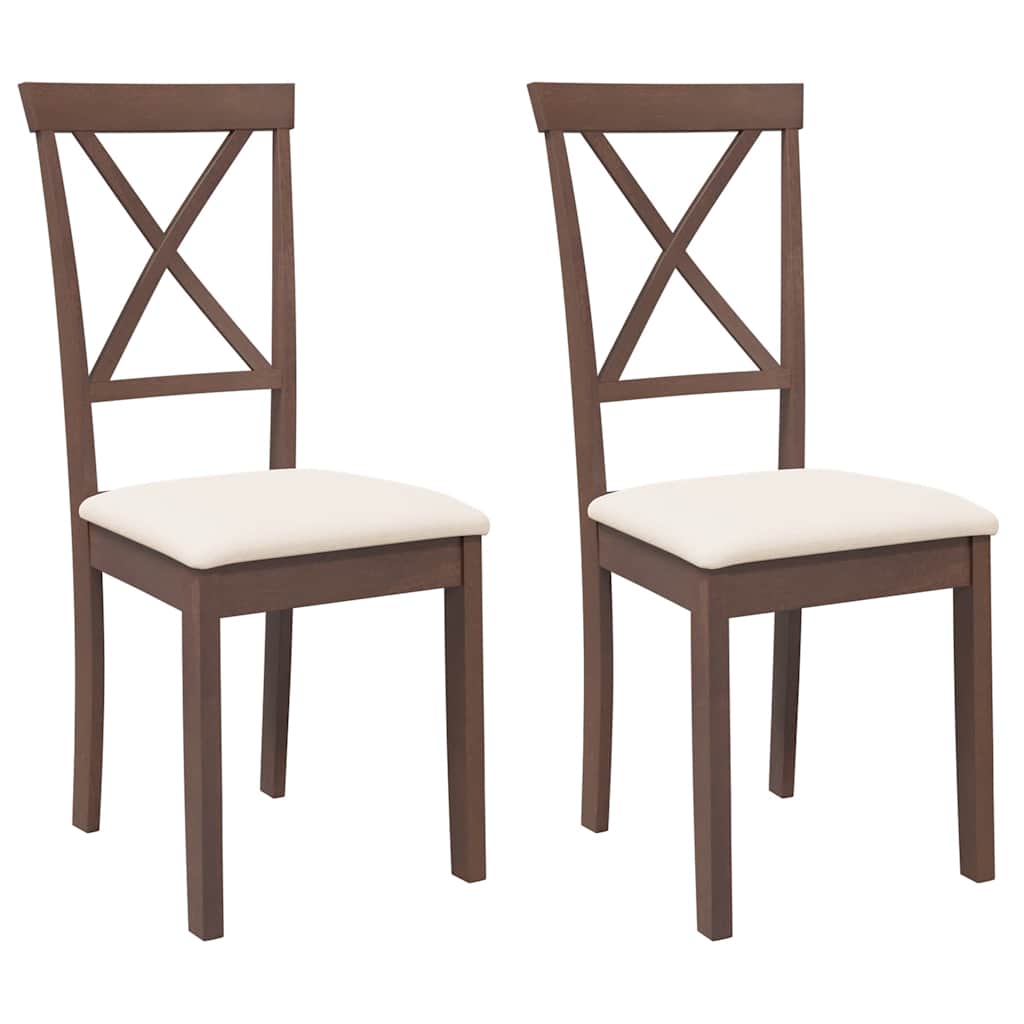 Vidaxl eetkamerstoelen met kussens 2 st massief hout rubber bruin