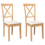 Vidaxl eetkamerstoelen met kussens 2 st massief hout rubber