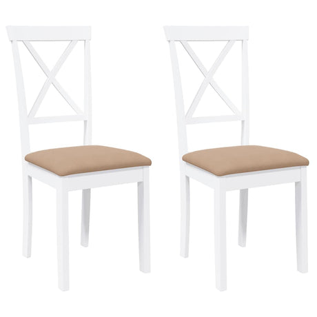 Vidaxl eetkamerstoelen met kussens 2 st massief hout rubber wit