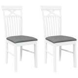 Vidaxl eetkamerstoelen met kussens 2 st massief hout rubber wit