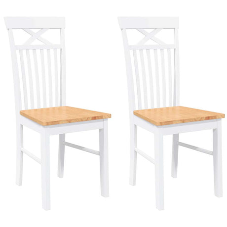 Vidaxl eetkamerstoelen 2 st massief hout rubber wit