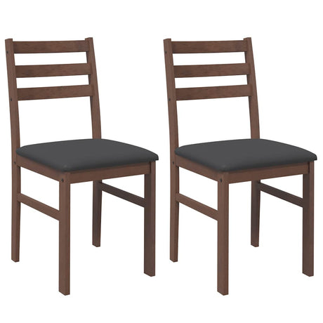 Vidaxl eetkamerstoelen met kussens 2 st massief hout rubber bruin