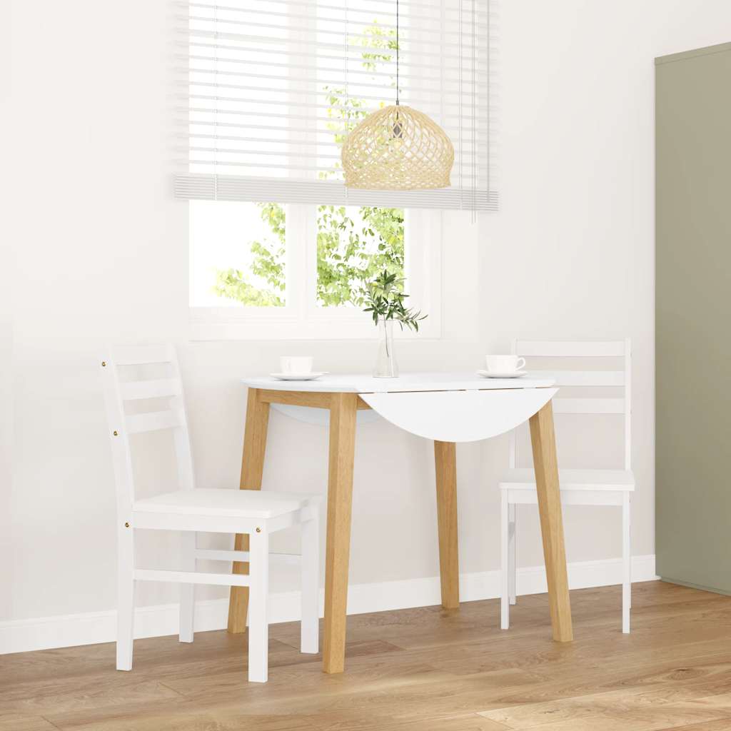 Vidaxl eetkamerstoelen 2 st massief hout rubber wit