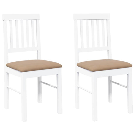 Vidaxl eetkamerstoelen met kussens 2 st massief hout rubber wit