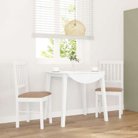 Vidaxl eetkamerstoelen met kussens 2 st massief hout rubber wit