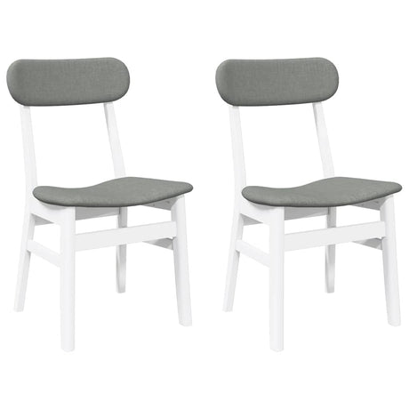 Vidaxl eetkamerstoelen met kussens 2 st massief hout rubber wit