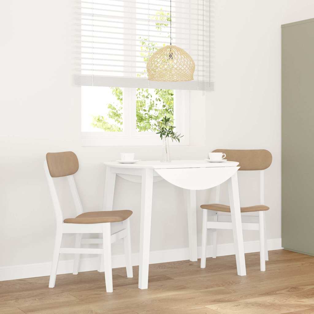Vidaxl eetkamerstoelen met kussens 2 st massief hout rubber wit