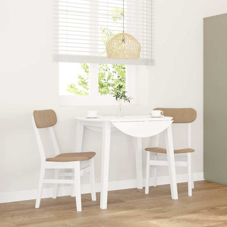 Vidaxl eetkamerstoelen met kussens 2 st massief hout rubber wit