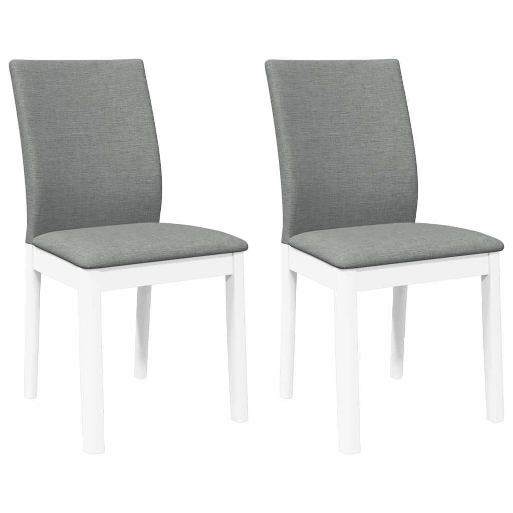 Vidaxl eetkamerstoelen met kussens 2 st massief hout rubber wit