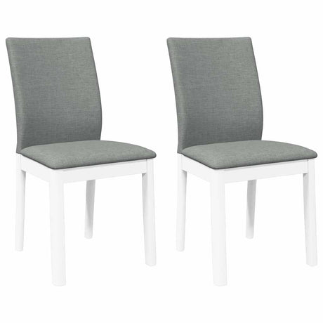 Vidaxl eetkamerstoelen met kussens 2 st massief hout rubber wit