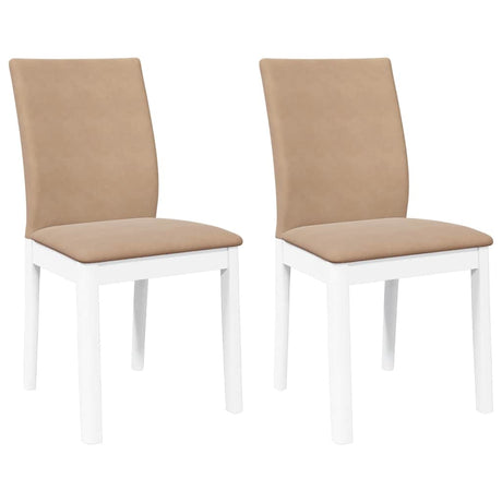 Vidaxl eetkamerstoelen met kussens 2 st massief hout rubber wit