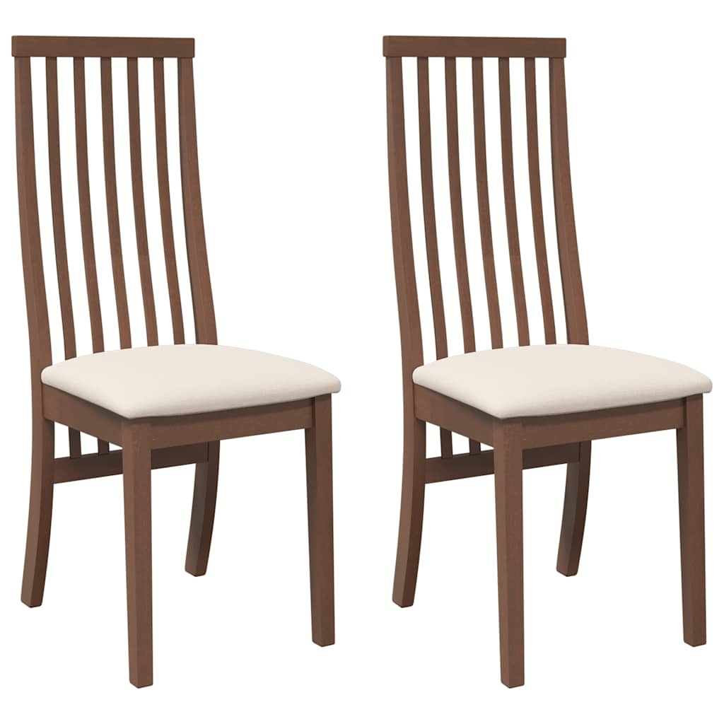 Vidaxl eetkamerstoelen met kussens 2 st massief hout rubber bruin