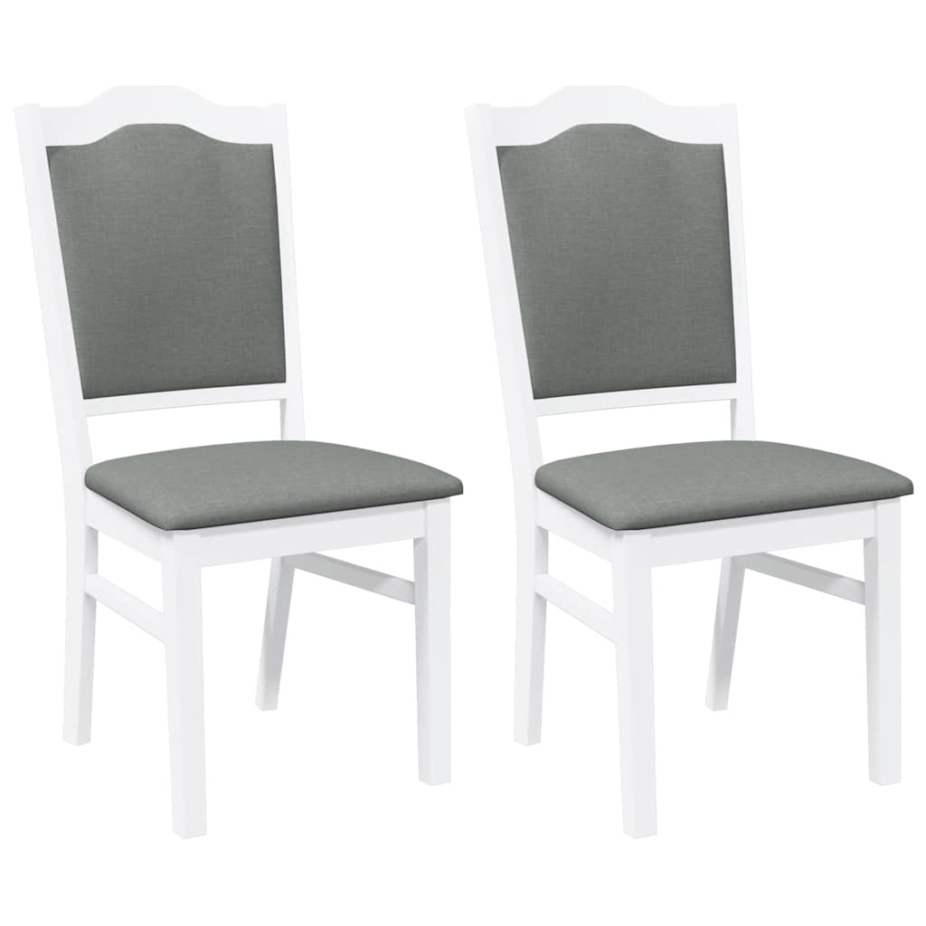 Vidaxl eetkamerstoelen met kussens 2 stuks wit massief hout rubber