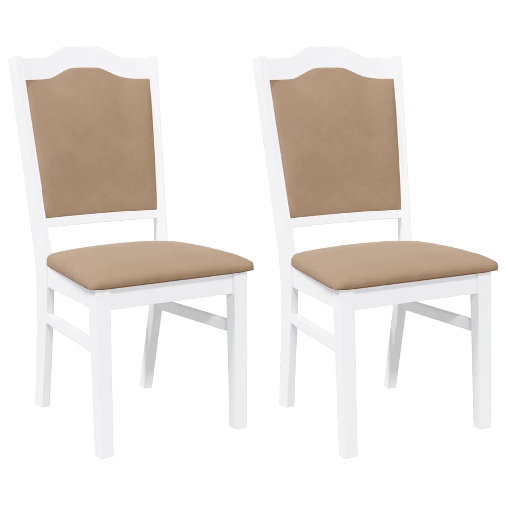 Vidaxl eetkamerstoelen met kussens 2 stuks wit massief hout rubber