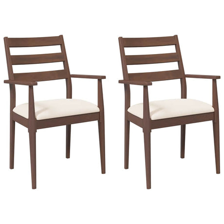 Vidaxl eetkamerstoelen met kussens 2 stuks bruin massief hout rubber