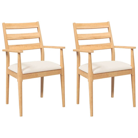 Vidaxl eetkamerstoelen met kussens 2 stuks massief hout rubber