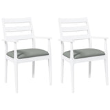 Vidaxl eetkamerstoelen met kussens 2 stuks wit massief hout rubber