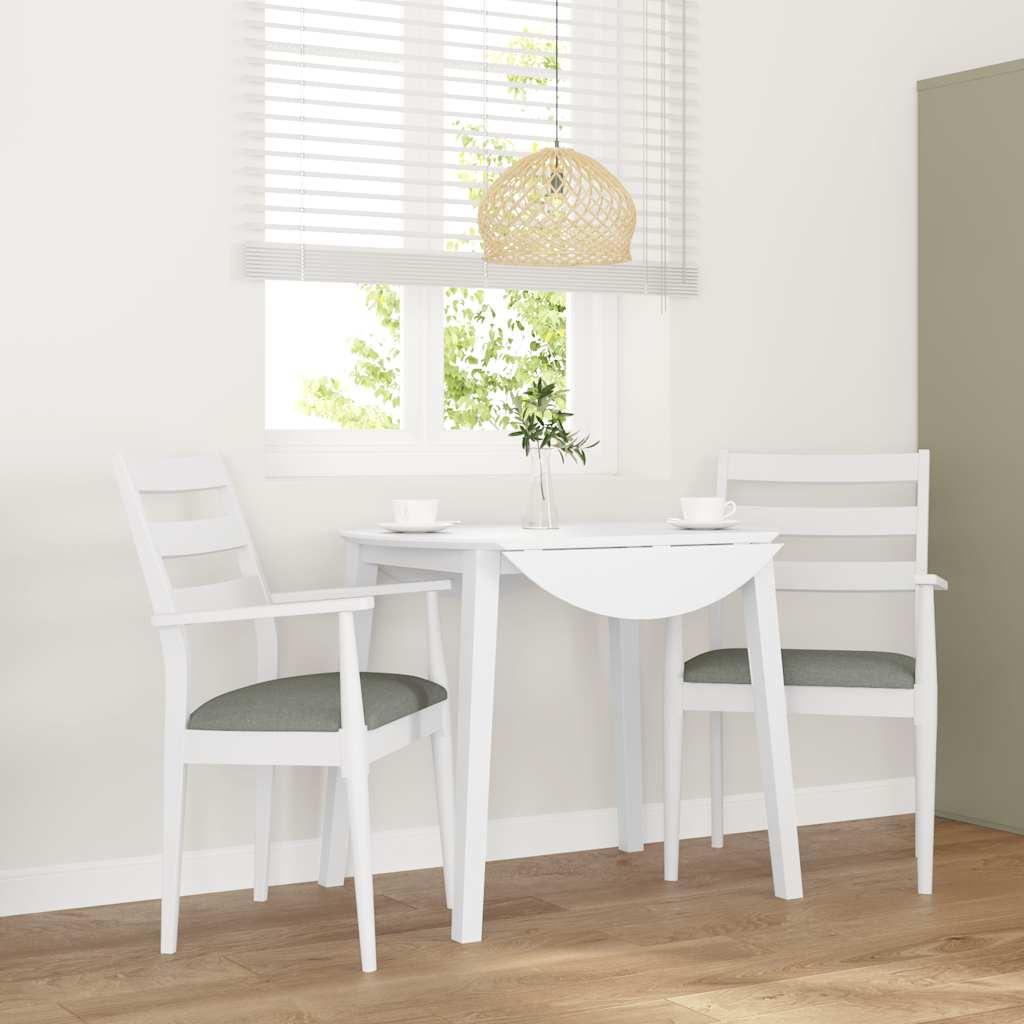 Vidaxl eetkamerstoelen met kussens 2 stuks wit massief hout rubber